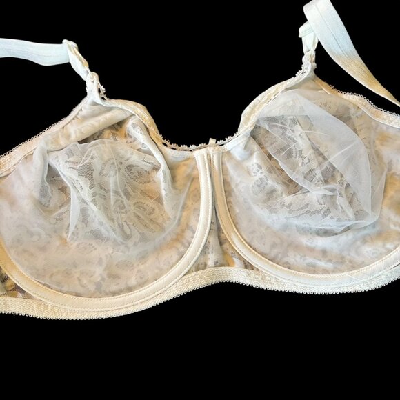 Vintage Bali Romantic Delicate White Floral Lace Underwire Bra 40D - Picture 6 of 7